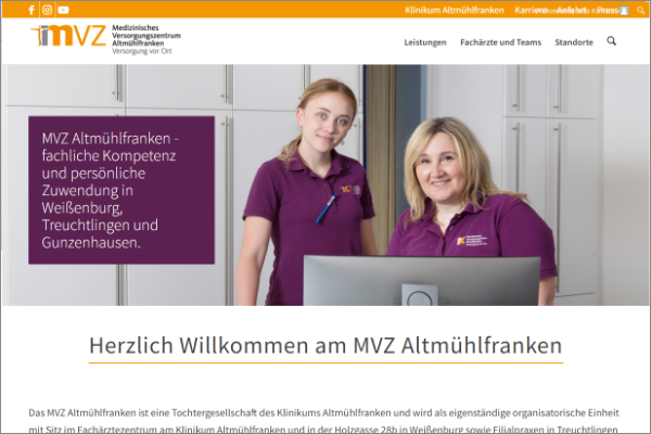 Screenshot der neuen Webseite des MVZ Altmuehlfranken